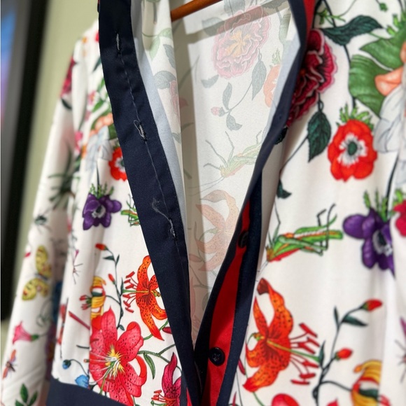 Floral Long Sleeve Dress with Navy Accents - Picture 2 of 8